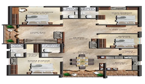 Purva Weaves 4 BHK Floor Plan